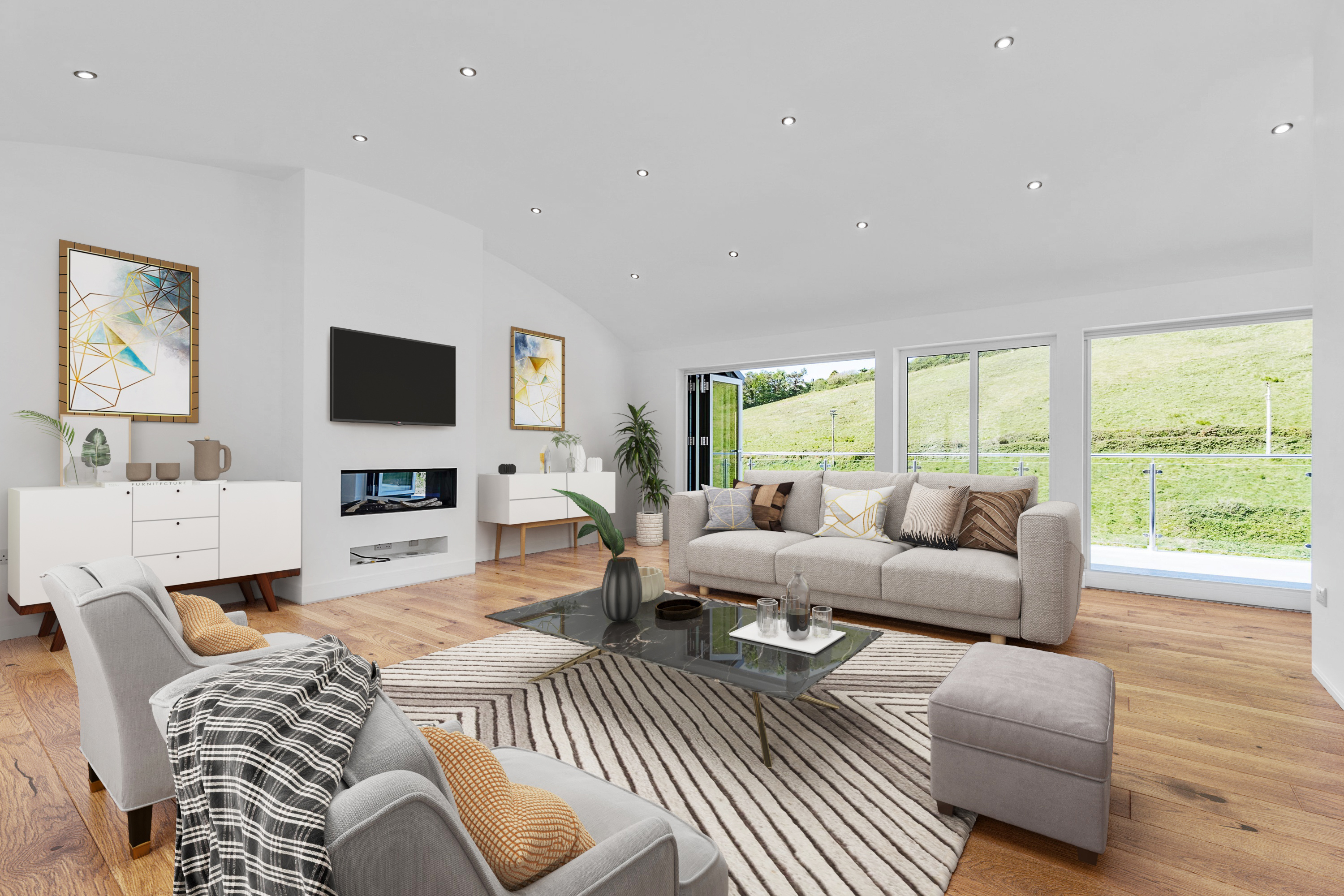 Living room after virtual staging by 241Photography